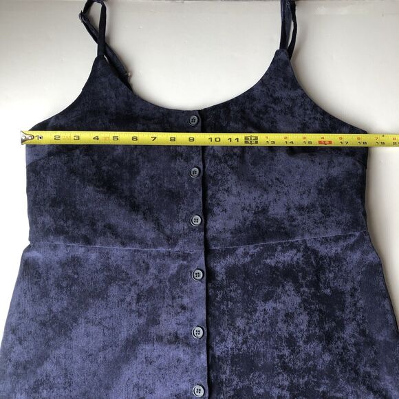 Urban Outfitters Cooperative Velvet Mini Dress Button Front Navy Blue Large - Picture 4 of 9